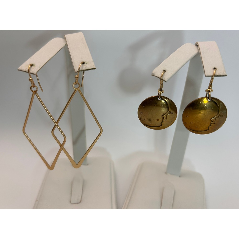Earring Set Women OS Gold Good Celestial Moon Geometric Diamond Dangle